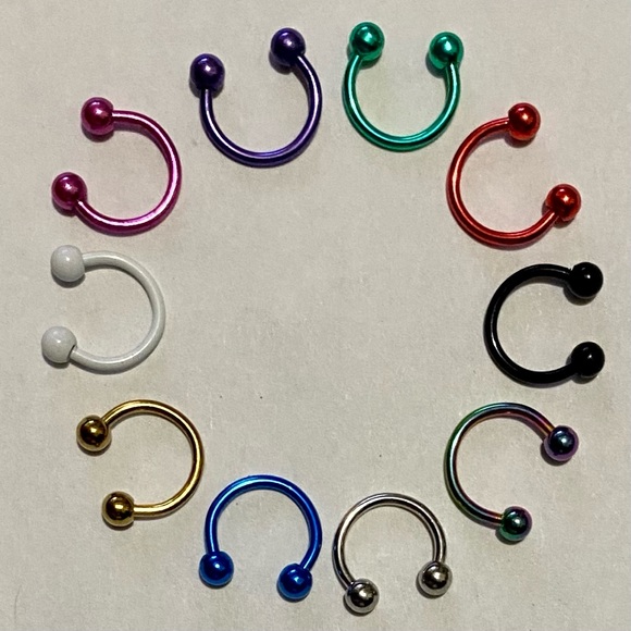 Horseshoe Ring Hoop 16g 8mm 5/16" Lip Ear Nose - Picture 3 of 8